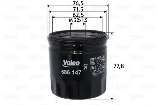 VALEO 586147 Yağ Filtresi