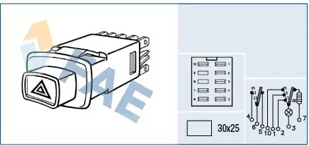 FAE 61560 Dörtlü Flaşör Düğmesi 290950