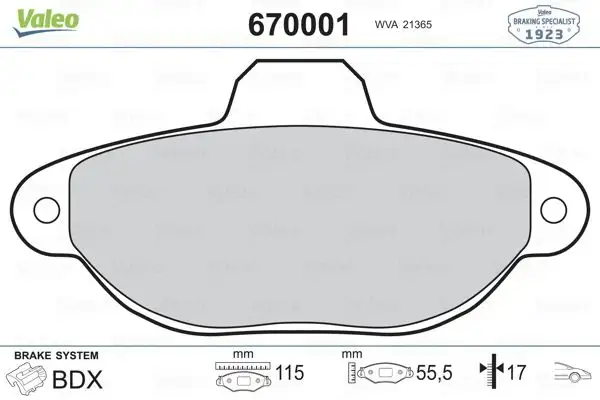 VALEO 670001 Ön Fren Balatası