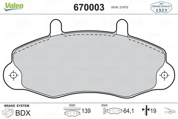 VALEO 670003 Ön Fren Balatası