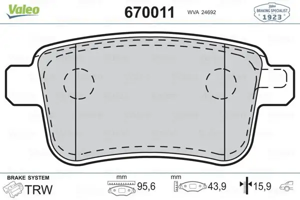 VALEO 670011 Arka Fren Balatası