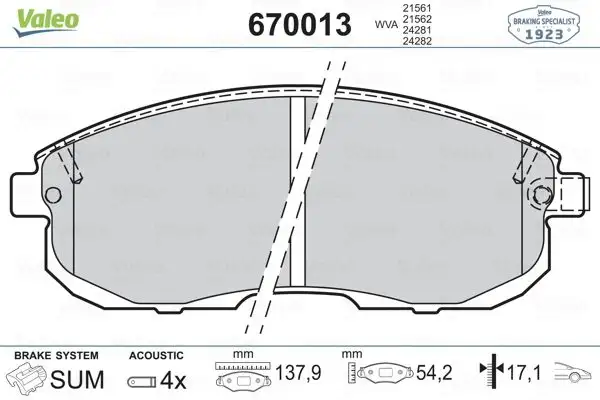 VALEO 670013 Ön Fren Balatası
