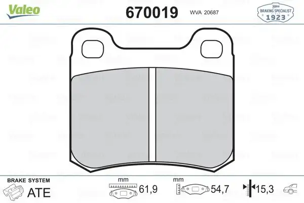 VALEO 670019 Arka Fren Balatası A0024205120