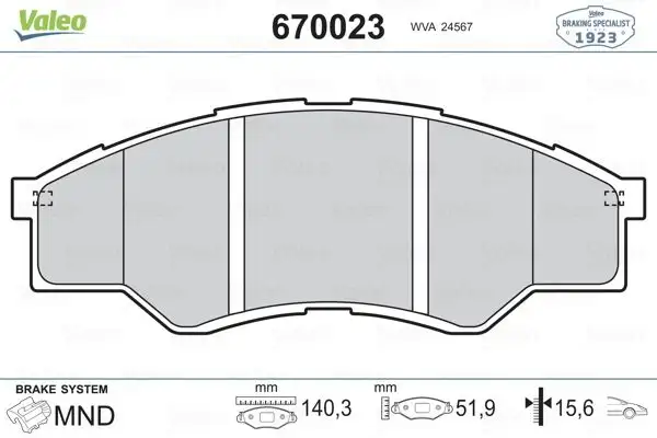 VALEO 670023 Ön Fren Balatası