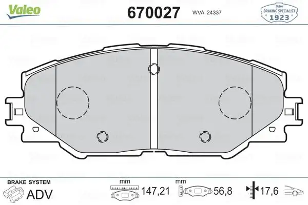 VALEO 670027 Ön Fren Balatası