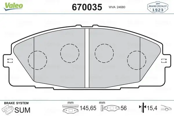 VALEO 670035 Ön Fren Balatası