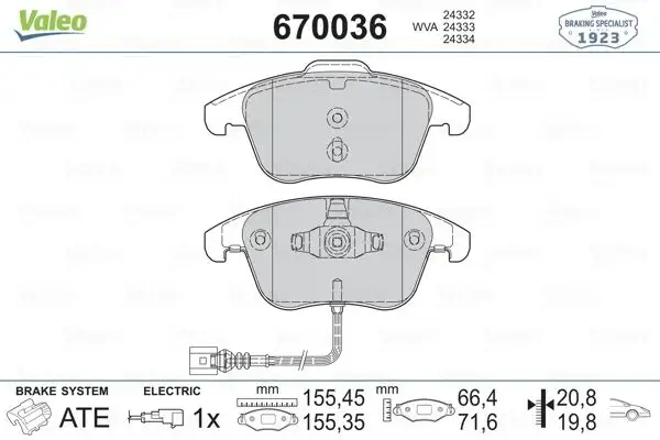 VALEO 670036 Ön Fren Balatası