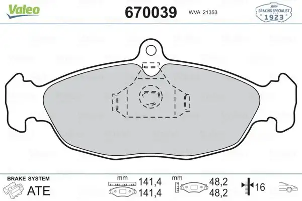VALEO 670039 Ön Fren Balatası