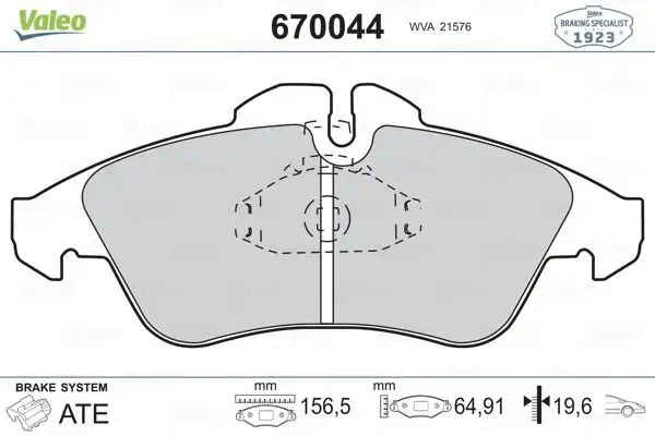 VALEO 670044 Ön Fren Balatası