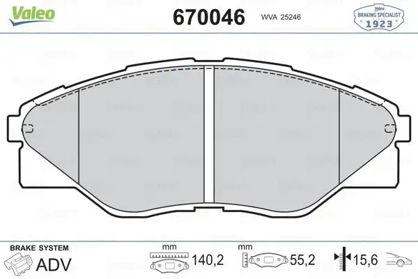 VALEO 670046 Ön Fren Balatası 44650K290