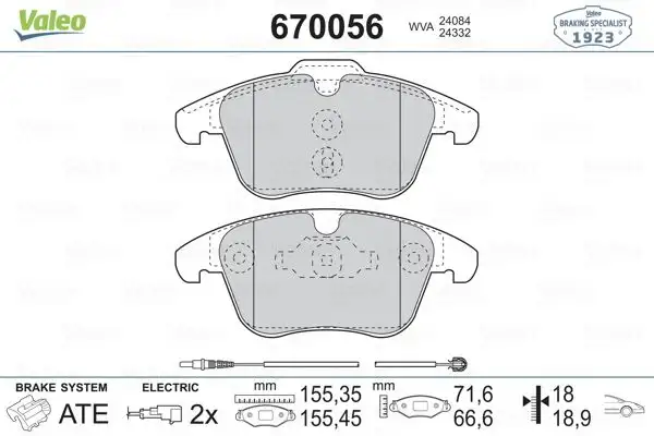 VALEO 670056 Ön Fren Balatası