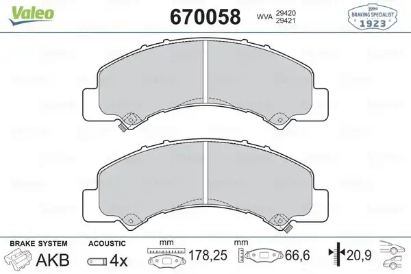 VALEO 670058 Fren Balatası