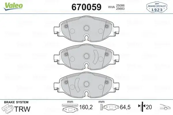 VALEO 670059 Ön Fren Balatası