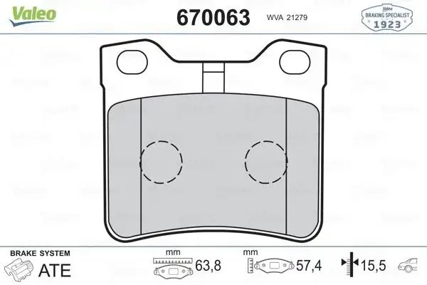 VALEO 670063 Arka Fren Balatası