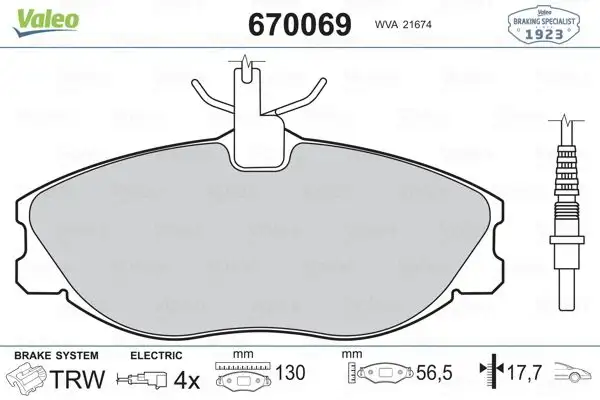 VALEO 670069 Ön Fren Balatası