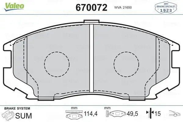 VALEO 670072 Ön Fren Balatası