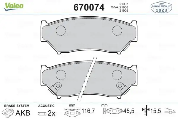 VALEO 670074 Ön Fren Balatası
