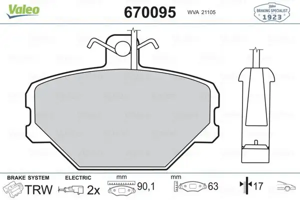 VALEO 670095 Ön Fren Balatası