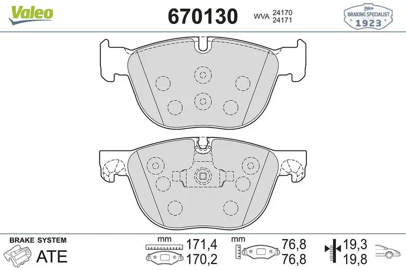 VALEO 670130 Ön Fren Balatası