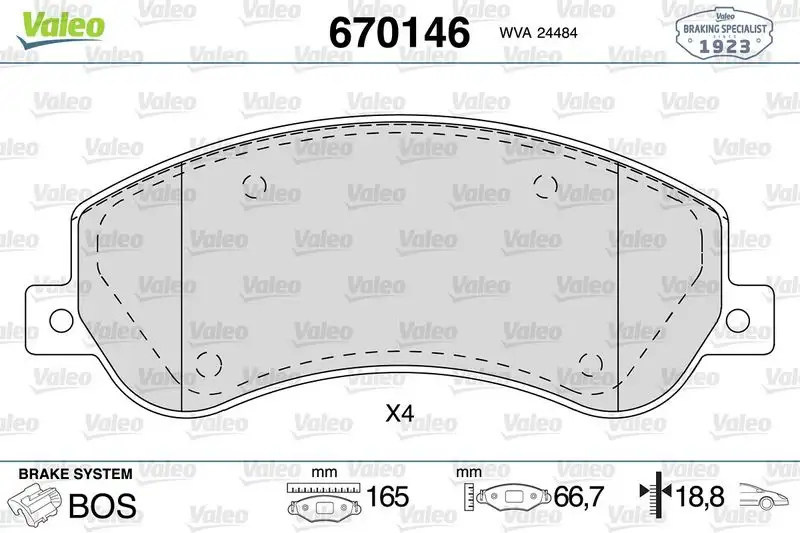 VALEO 670146 Ön Fren Balatası