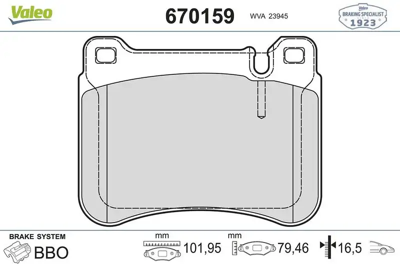 VALEO 670159 Ön Fren Balatası A0044205120