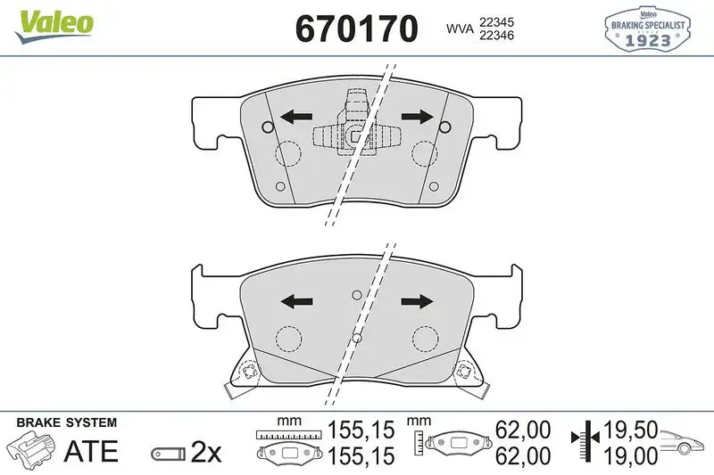 VALEO 670170 Ön Fren Balatası 95526567