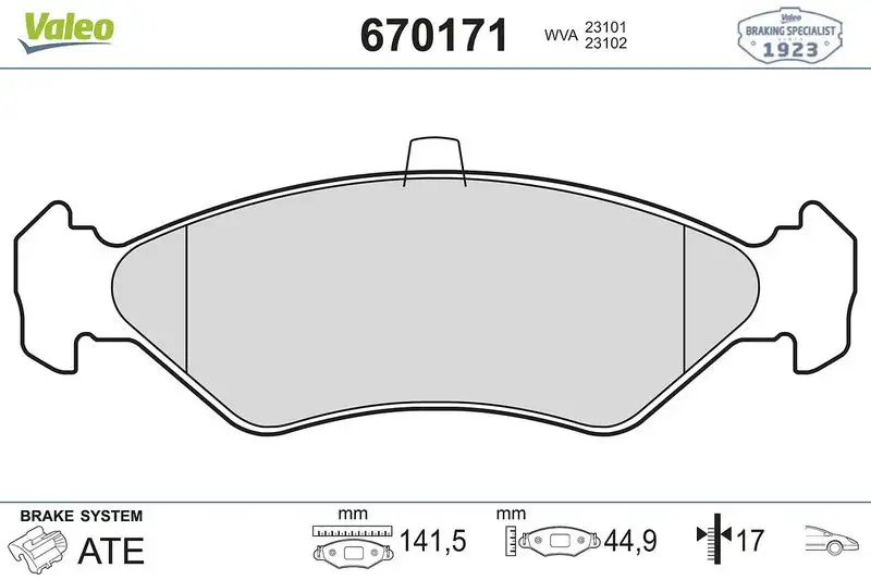 VALEO 670171 Ön Fren Balatası