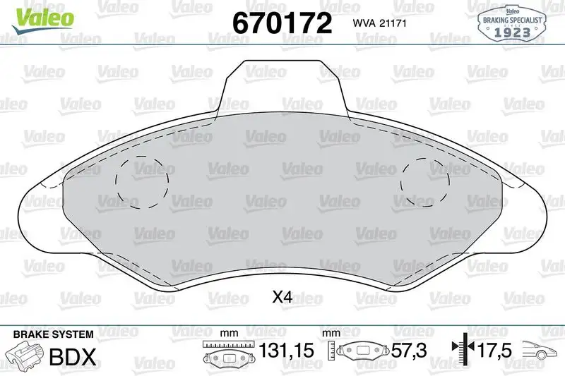 VALEO 670172 Ön Fren Balatası