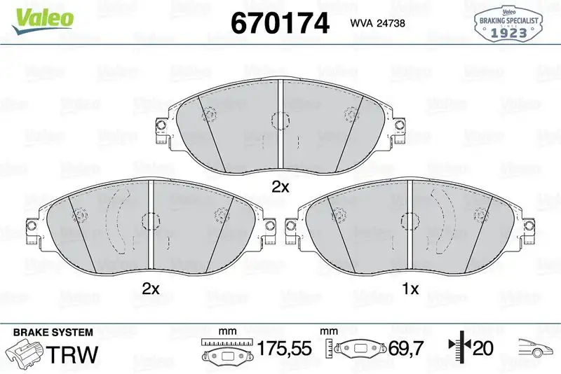 VALEO 670174 Ön Fren Balatası