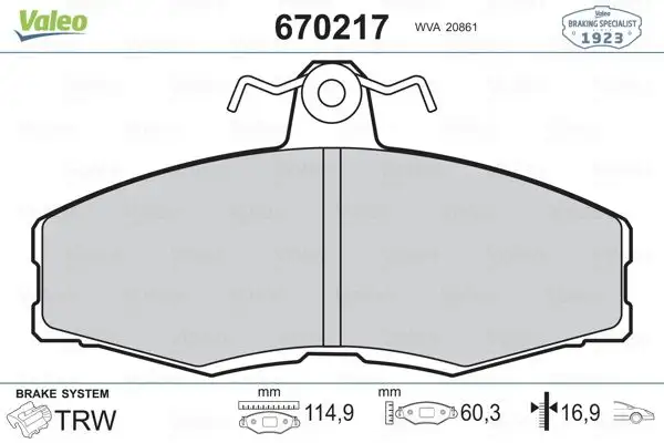 VALEO 670217 Ön Fren Balatası