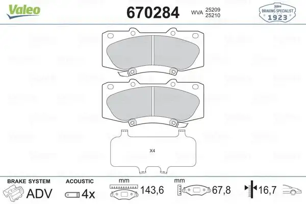 VALEO 670284 Ön Fren Balatası
