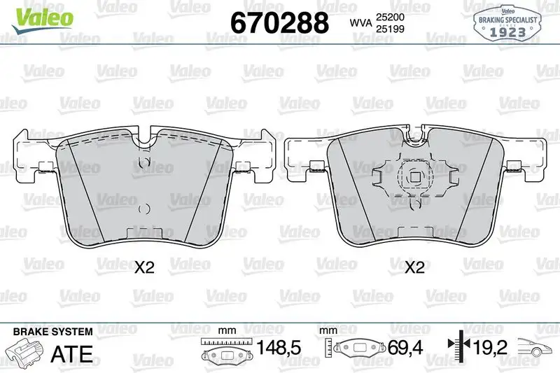VALEO 670288 Ön Fren Balatası