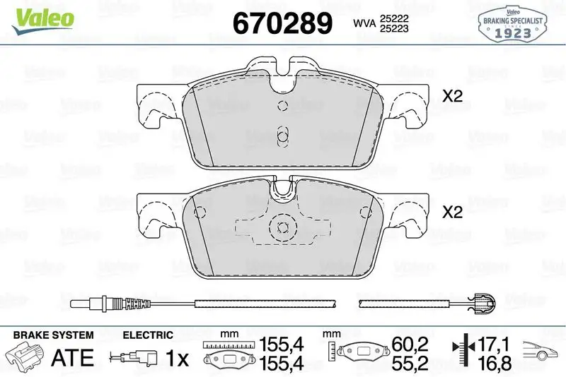 VALEO 670289 Ön Fren Balatası