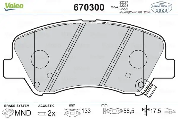 VALEO 670300 Ön Fren Balatası