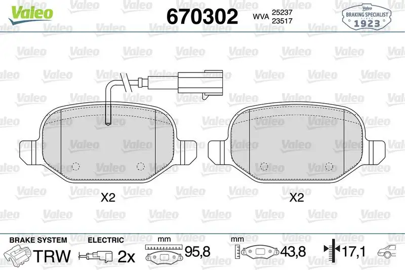 VALEO 670302 Arka Fren Balatası 77365752