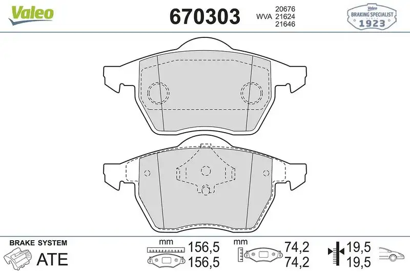 VALEO 670303 Ön Fren Balatası