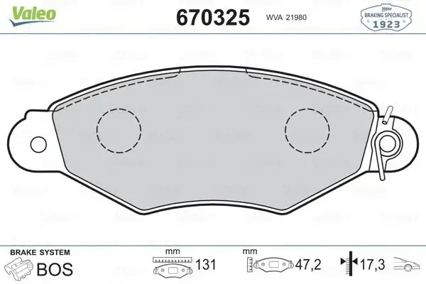 VALEO 670325 Ön Fren Balatası
