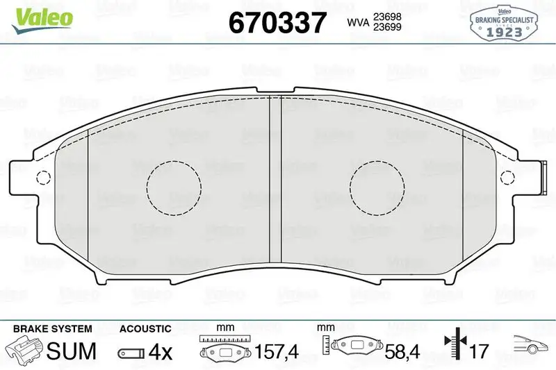 VALEO 670337 Ön Fren Balatası