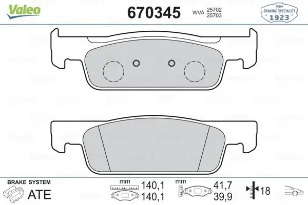 VALEO 670345 Ön Fren Balatası