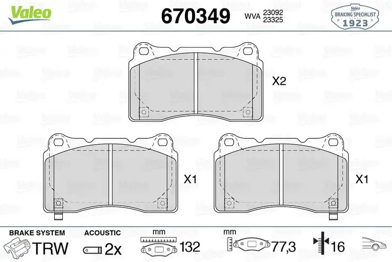 VALEO 670349 Ön Fren Balatası