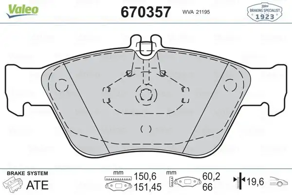 VALEO 670357 Ön Fren Balatası