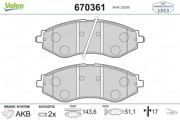 VALEO 670361 Ön Fren Balatası