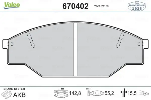 VALEO 670402 Ön Fren Balatası
