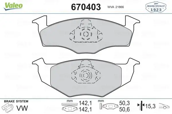 VALEO 670403 Ön Fren Balatası JZW698151E