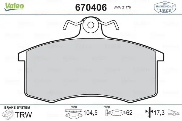 VALEO 670406 Ön Fren Balatası