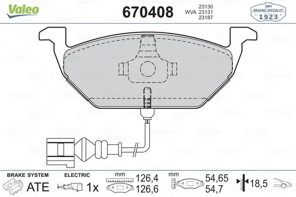 VALEO 670408 Ön Fren Balatası