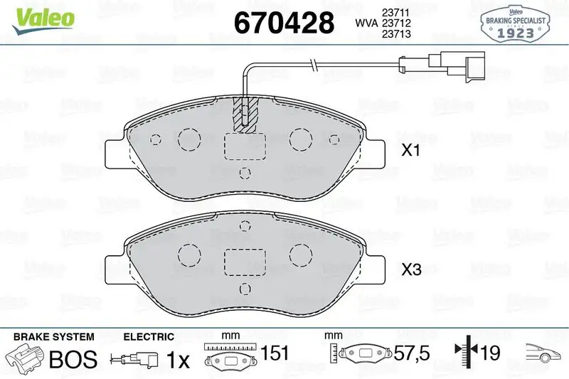 VALEO 670428 Ön Fren Balatası