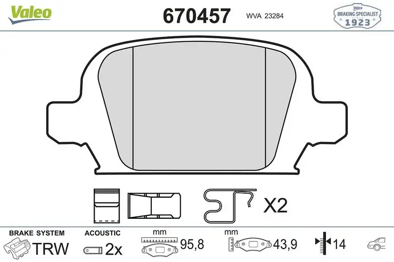 VALEO 670457 Arka Fren Balatası