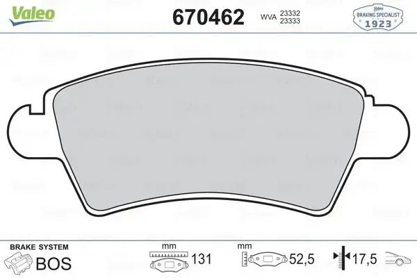 VALEO 670462 Ön Fren Balatası