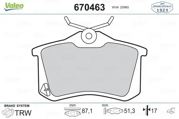 VALEO 670463 Arka Fren Balatası